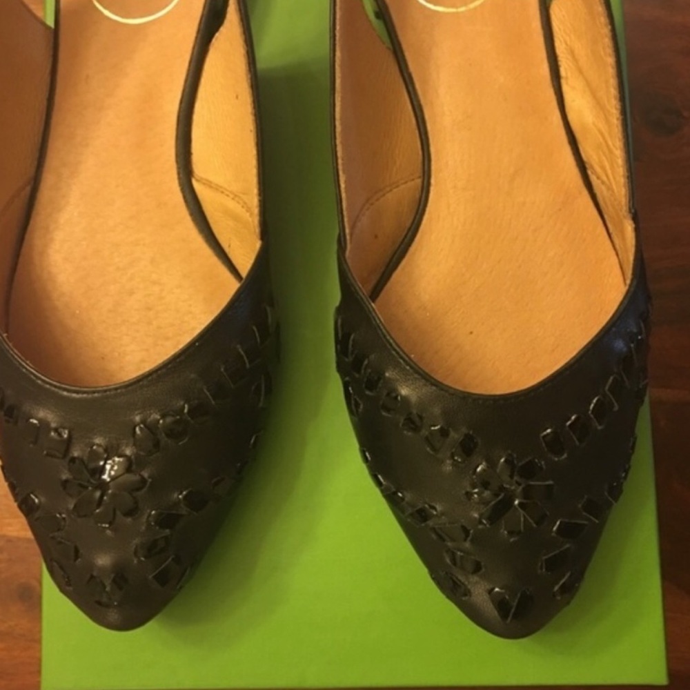 NEW JACK ROGERS RORY BLACK LEATHER SLINGBACK- 7 - Picture 4 of 7